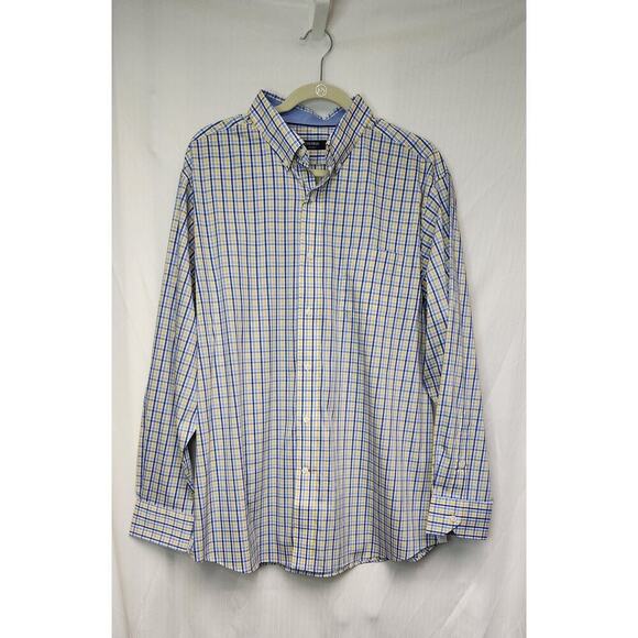 Cremieux Classics Long Sleeve Plaid Yellow/ Blue Button Down Dress Shirt XL - Picture 3 of 9